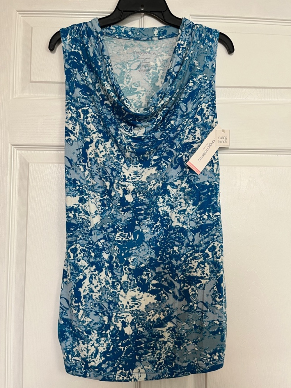 Liz Lange Maternity Cowl Neck Sleeveless Top - Women’s S Turquoise Print - NWT